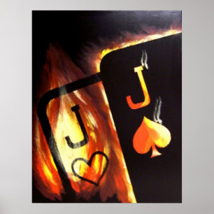 O bolso flamejante levanta o poster do póquer por
