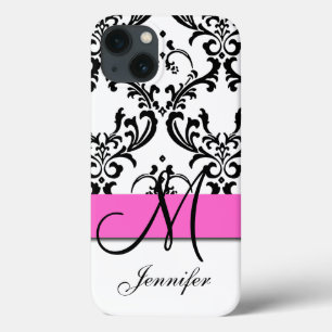O branco preto cor-de-rosa Monogrammed roda