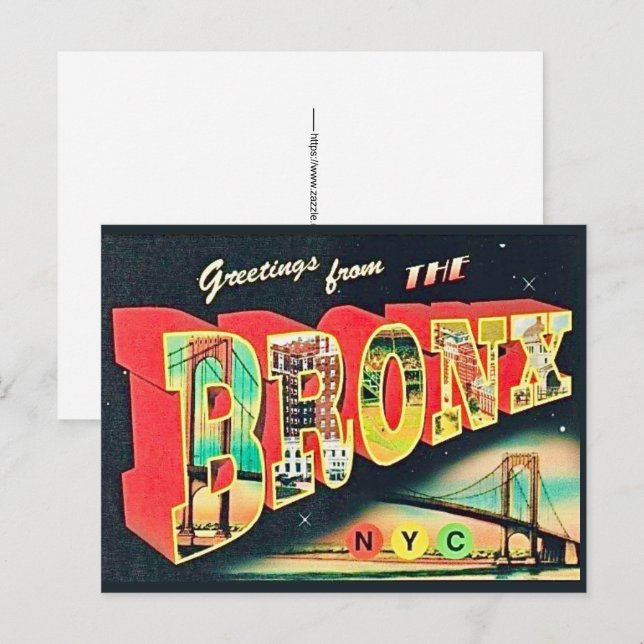 O Bronx NY Cartão Postal Retrô (Frente/Verso)