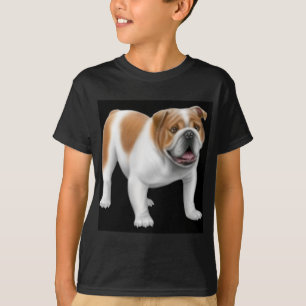 O buldogue inglês caçoa o t-shirt escuro