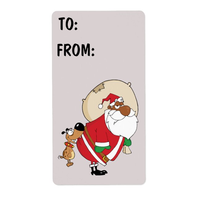 O Cachorro Mau Morde Papais noeis Pretos Etiqueta  (Frente)