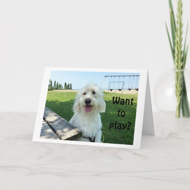 O CACHORRO QUE QUER BRINCAR? CARTÃO DE ANIVERSÁRIO (Frente)