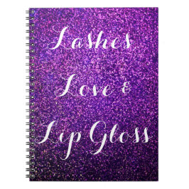 o caderno roxo do brilho chicoteia lipgloss do