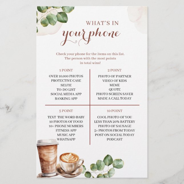 O Café Amor é Comprar o que há no seu jogo telefôn (Frente)