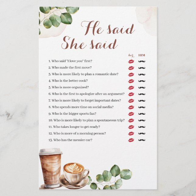 O Café Amor Está A Criar Ele Disse Que Disse Jogo (Frente)