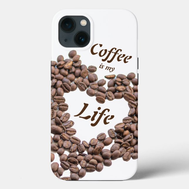 O café é minha vida com coração de grãos de café (Verso)