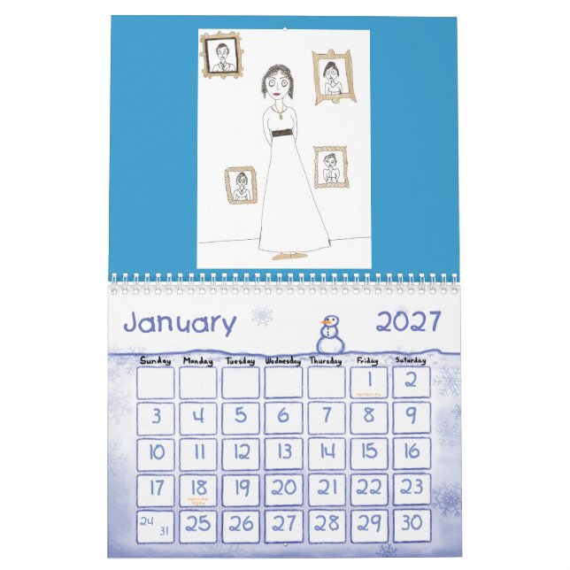 O calendário assustador & bonito de Jane Austen (Jan 2027)