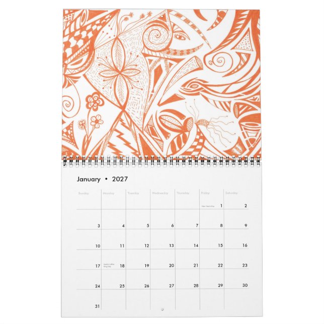 O Calendário de Porodle Janeiro de 2012-Dezembro d (Jan 2027)