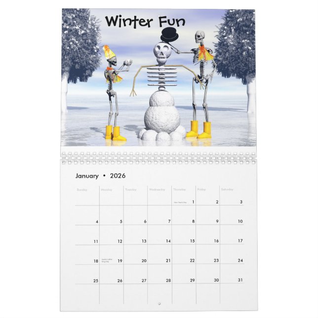 O calendário do no. 2 de Skeletonians (Jan 2026)