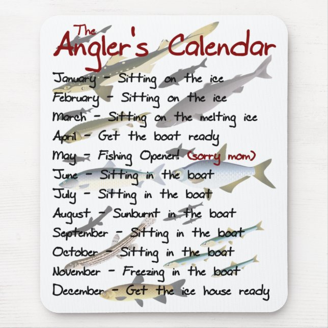 O calendário Mousepad do pescador (Frente)