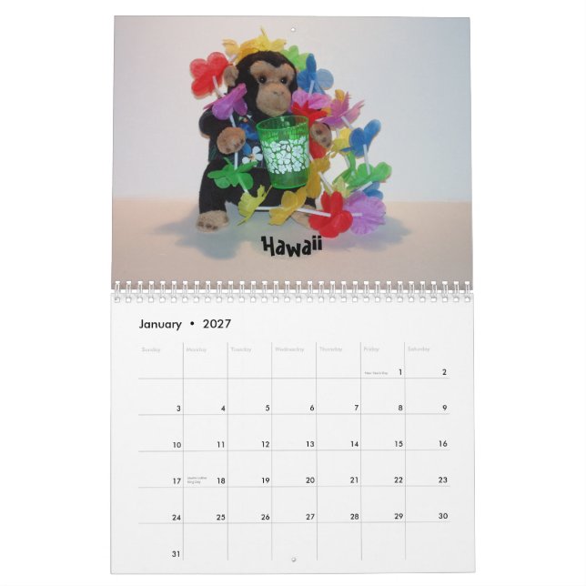 O calendário oficial do macaco do animal de (Jan 2027)