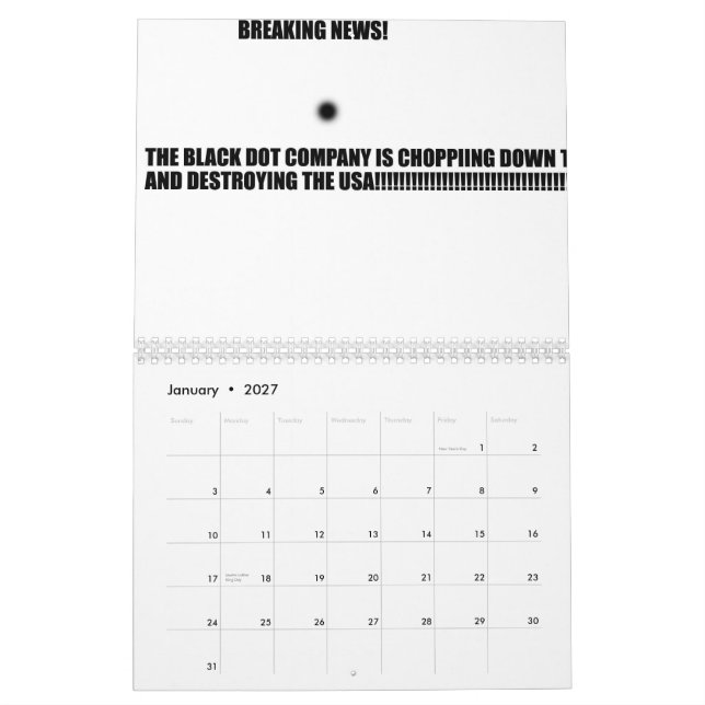 O calendário preto mau do ponto (Jan 2027)