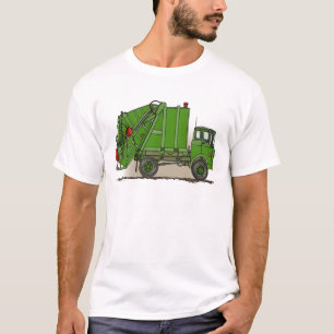 O caminhão de lixo verde equipa o t-shirt