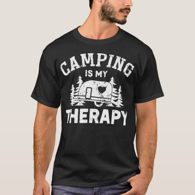O Camping É Minha Terapia Camiseta Divertida Para  (Frente)