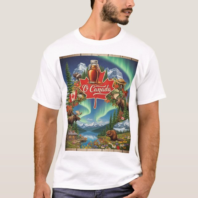 O Canada Collage – Vintage Canadian Pride T-Shirt (Frente)
