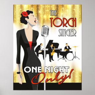 O Cantor Torch, 16x20 Poster Art, Tema Musical