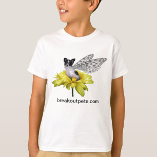 O cão feericamente de Papillon caçoa o t-shirt