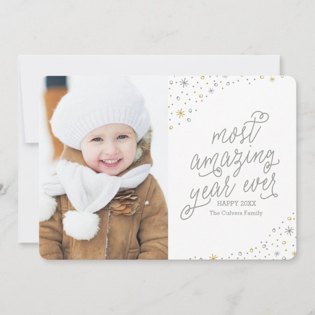 O Cartão com fotos do Ano Novo Mais Incrível (Frente)