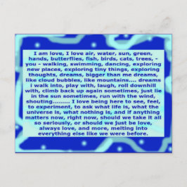 O cartão criativo 4a eu sou amor, sonhos, estando