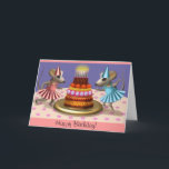 O cartão da bailarina do feliz aniversario<br><div class="desc">Um cartão que caracteriza dois ratos da bailarina que dançam a seu bolo. Porte postal,  etiquetas e convites de harmonização demasiado… Aprecie!</div>