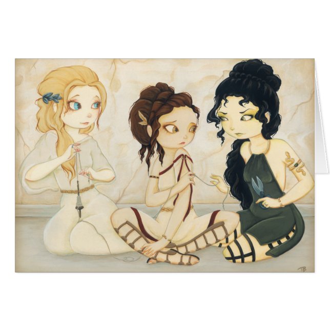 O cartão da mitologia grega dos destinos (Frente Horizontal)