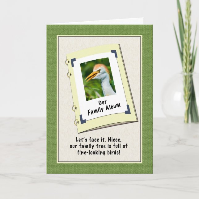 O Cartão de Aniversário da sobrinha com Egret de B (Frente)