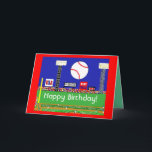 O cartão de aniversário novo do basebol ostenta o<br><div class="desc">O presente novo dos esportes do divertimento do cartão de aniversário do basebol é customizável de zazzle.com/customizecoolartcard*.</div>