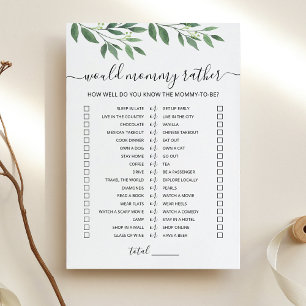 O Cartão de Chá de fraldas de Preferencialmente da