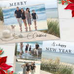 O Cartão de Férias de Natal da Colagem de Praia da<br><div class="desc">Um cartão elegante de Natal,  com 3 fotos personalizadas em um design de praia. No verso,  pode também acrescentar os desejos de Ano Novo.</div>