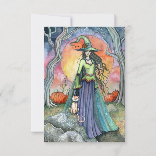 O Cartão de Halloween da Bruxa Presunçosa (Frente)