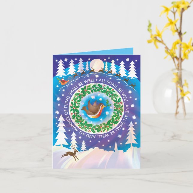 O cartão de Natal com a citação de 'Todos serão be (Flor Amarela)