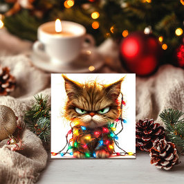 O cartão de Natal do gato frustrado das férias