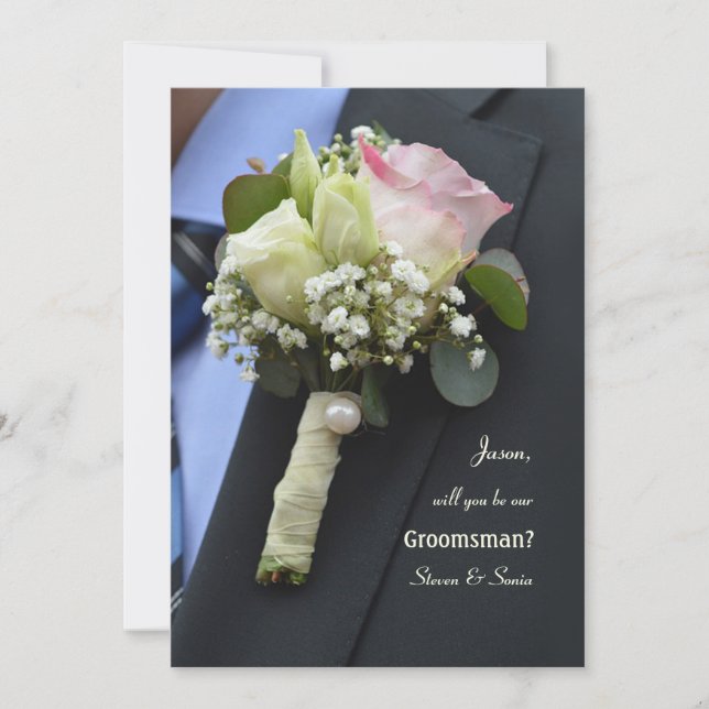 O Cartão de Pedido de Boutonniere para os Padrinho (Frente)
