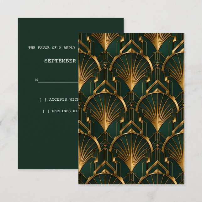 O Cartão de Resposta para o Casamento Gatsby (Frente/Verso)