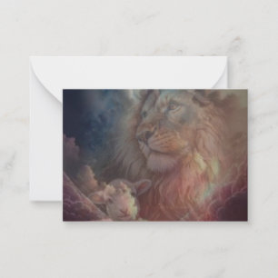 O cartão de saudação do leão e da lâmpada