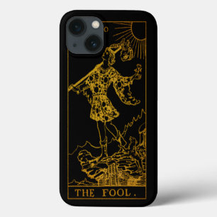 O Cartão de Tarô Fool   Dourado E Preto  