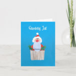 O cartão dinamarquês do papai noel do Natal<br><div class="desc">Um cartão de Natal irlandês feito sob medida menor com papai noel sobre um cupcake, de uma colagem de papel pintado à mão por Judy Adamson. Contacte-me por favor através de minha loja se você gostaria do texto da capa mudado e o interior é deixado vazio para sua própria mensagem....</div>