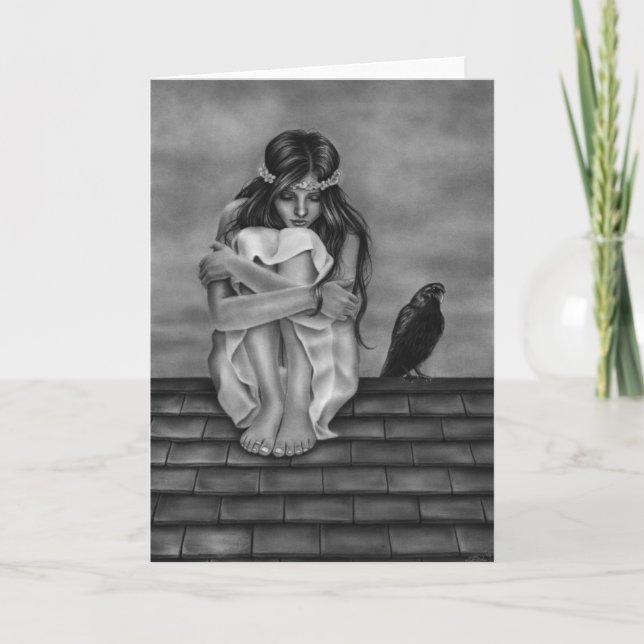 O cartão do corvo do telhado (Frente)