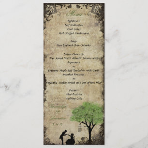 O cartão do menu do casamento do verde da propost