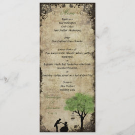 O cartão do menu do casamento do verde da proposta