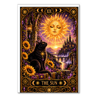 O Cartão do Sol Tarot Gato Preto Tapeçaria Gótica