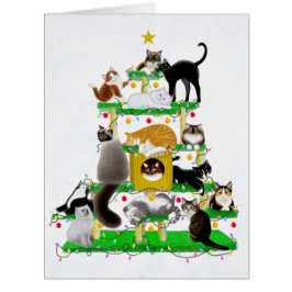 O cartão grande da árvore do gato do Natal