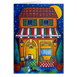 O cartão pequeno do cumprimento/nota de Trattoria