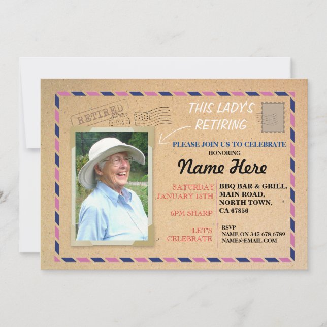 O cartão postal da foto da aposentadoria (Frente)