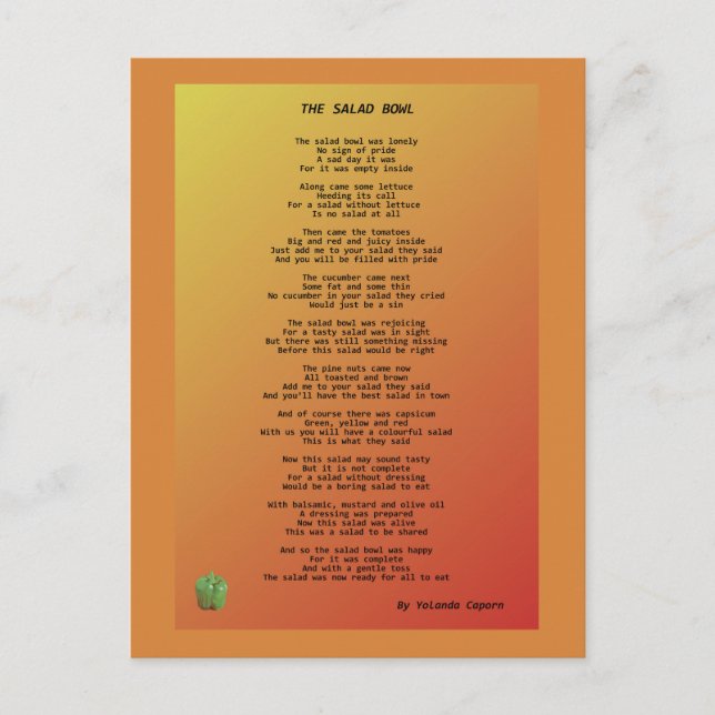 O cartão postal da tigela de salada (Frente)