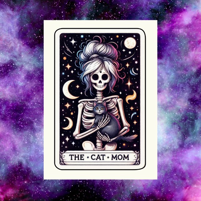 O Cartão Tarot da Mãe do Gato Dia das Mães Esquele (The Cat Mom Tarot Card Mother's Day Skeleton
)
