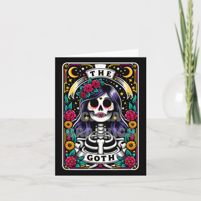 O Cartão Tarot Engraçado Gótico Crânio Esqueleto S (Frente)