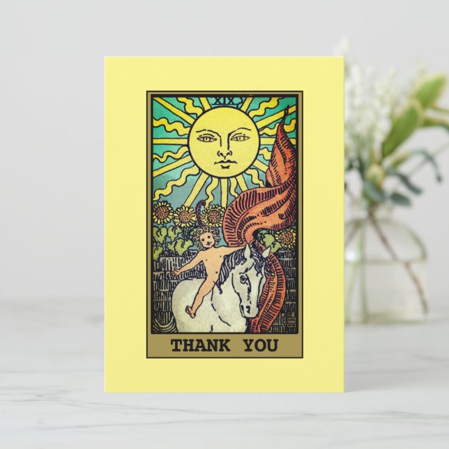 O Cartões de agradecimentos Amarelo da Placa Tarot (Em pé/Frente)
