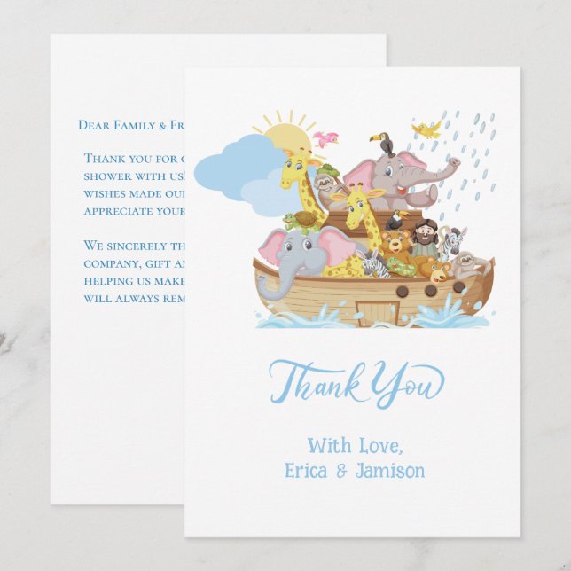O Cartões de agradecimentos de Arca de Noah (Frente/Verso)