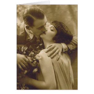 O casal do francês beija o cartão